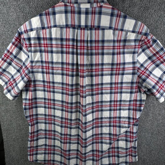 Ralph Lauren Short Sleeve Button Up Shirt Men Cotton OCBD Red White Blue Large - Picture 9 of 9